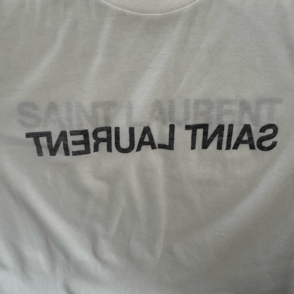 Saint Laurent White Tee with Black Logo